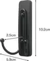 Svart metallväggkrok med två rundade ändar på rektangulär bas. Mått: 10,2 cm hög, 5,9 cm bred, 2,5 cm krokdjup. Modern, minimalistisk design.