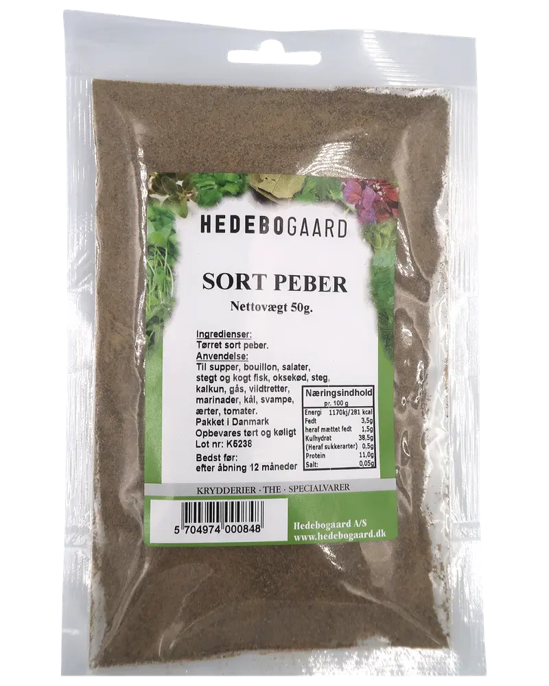 Hedebogaard Krydderi - Sort peber stødt 50 g