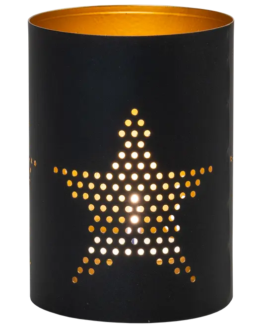 Lysestage 14 cm - sort og guld