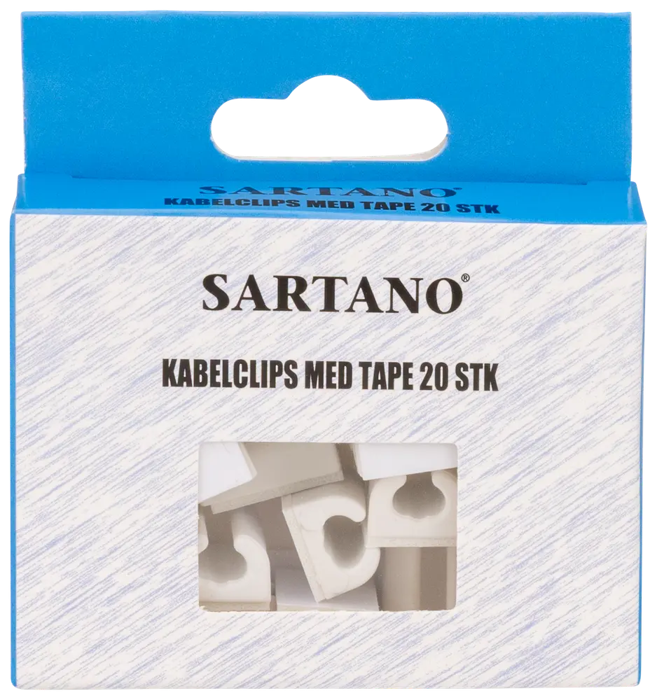 Kabelclips med tape 20-pak