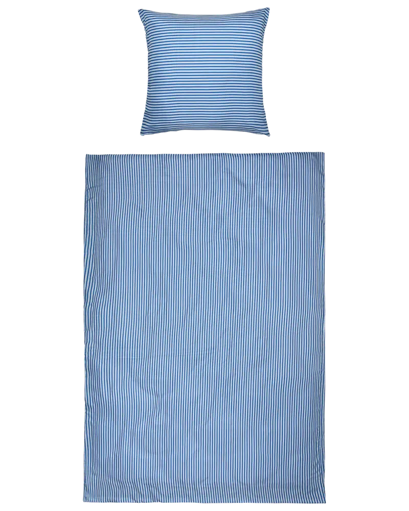 Sengesæt 140 x 220 cm - Blå Stribet