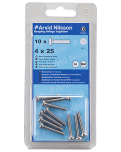 Arvid Nilsson Maskinskrue A4 PH M4 x 25 mm 10-pak