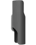 Moderne udendørs væglampe i mat sort, cylindrisk form med åbning foroven og forneden, giver op- og nedadgående lys, stilrent og minimalistisk design, velegnet til udendørs brug.