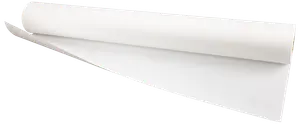 En stor rulle almindeligt hvidt papir, delvist rullet ud. Papiret er glat og uden belægning, velegnet til tegning, hobby eller afdækning. Ingen synlige mærker eller tekstur.