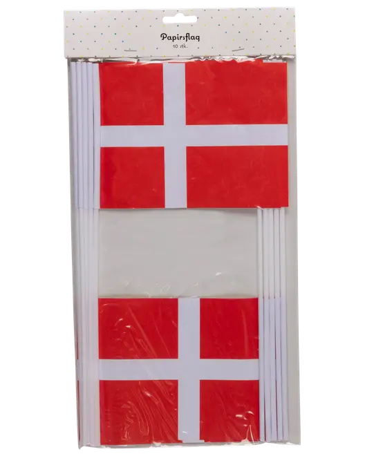 Papirflag på pind - 40cm 10-pak
