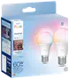 Philips Hue Essential E27 smarte LED-pærer, 60W ækvivalent, 806 lumen, hvid og farve, Bluetooth og Zigbee, app- og stemmestyring, pakke med to.