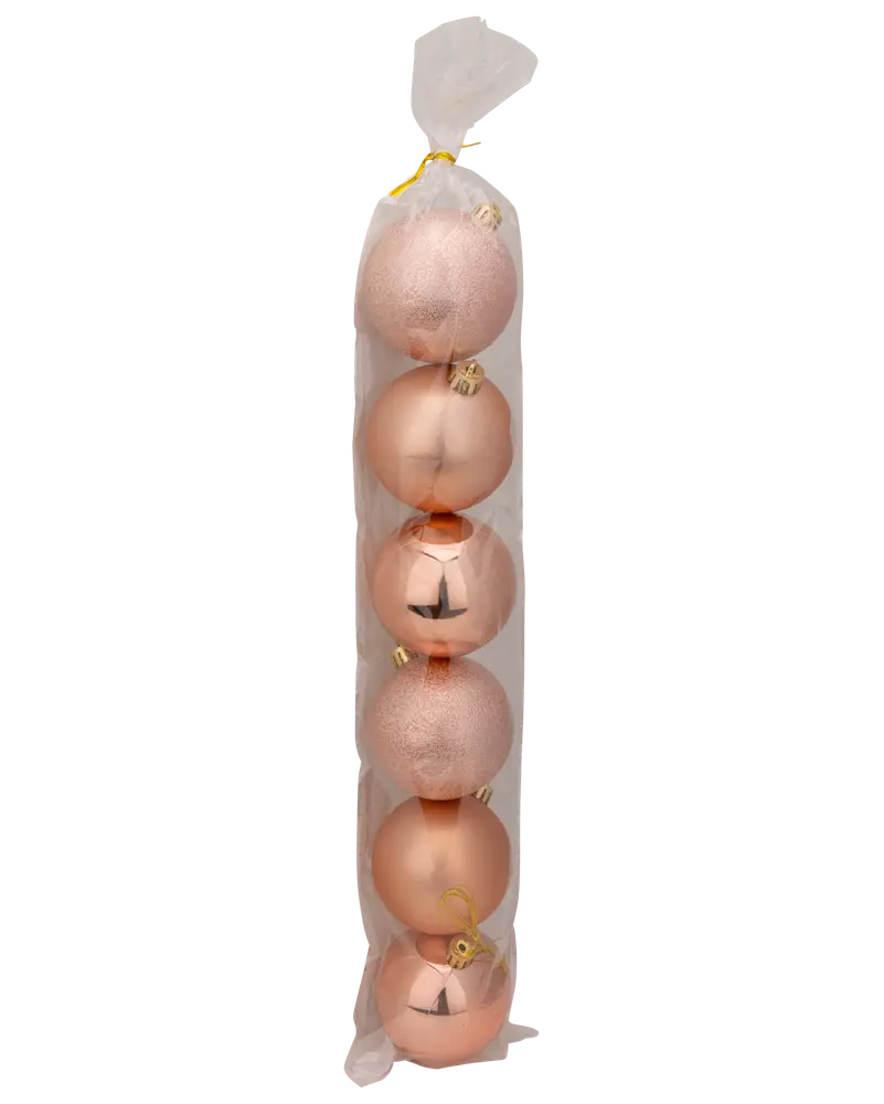  Julgranskulor Ø7 cm 6-pack - Roséguld