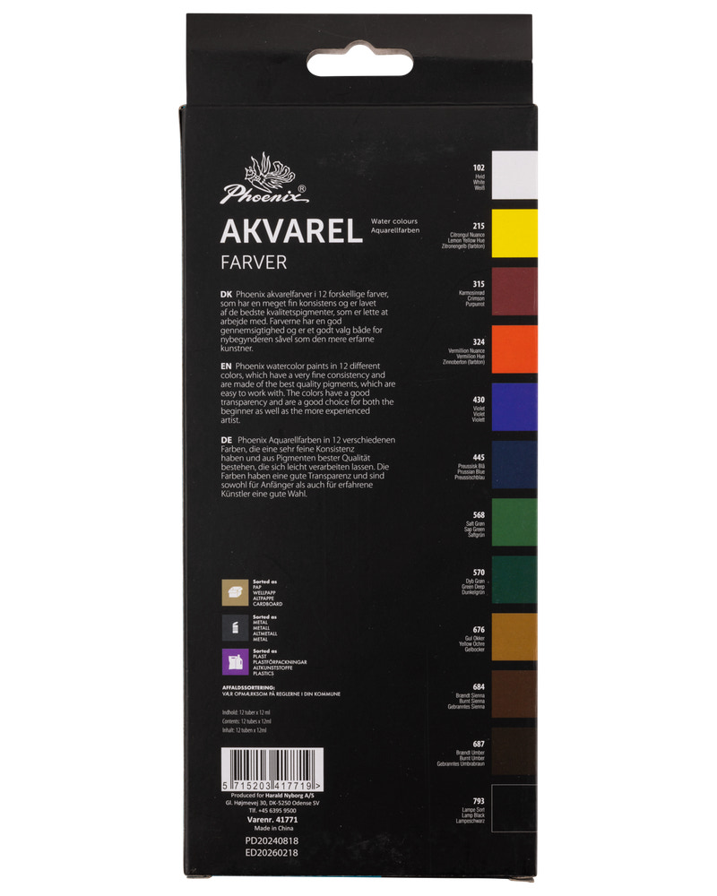 Akvarelfarvesæt - 12 ml