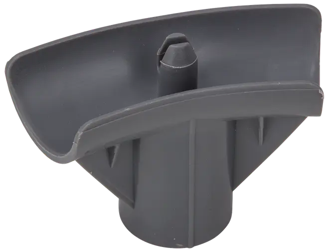 Svart plastfäste för diskmaskinens spolarm, böjd ovansida med central munstycke, cylindrisk bas, håller och stödjer spolarmen under diskning.