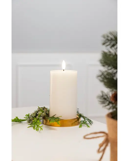 LED-blockljus 3D-flamma fjärrkontroll - H. 12,5 cm