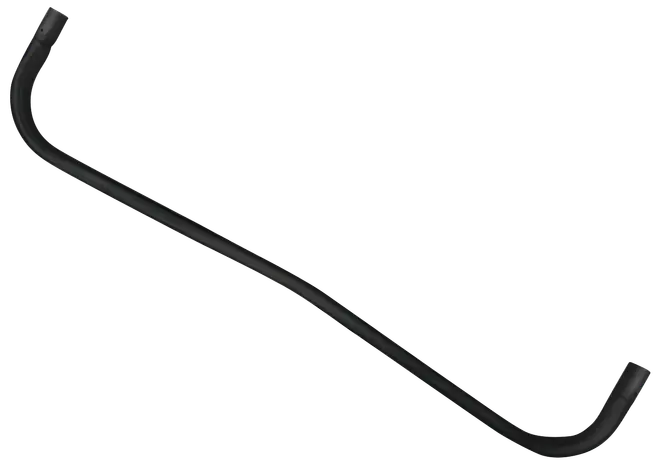Svart metallstyre med lätt böjda ändar, avsett för cyklar. Matt yta, robust konstruktion, passar som ersättning eller uppgradering av standardstyre.