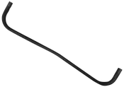 Svart metallstyre med lätt böjda ändar, avsett för cyklar. Matt yta, robust konstruktion, passar som ersättning eller uppgradering av standardstyre.