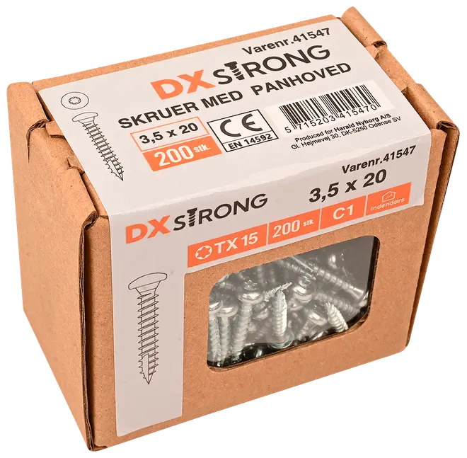 Träskruv kullrig 3,5 x 20 mm TX15 200 st.