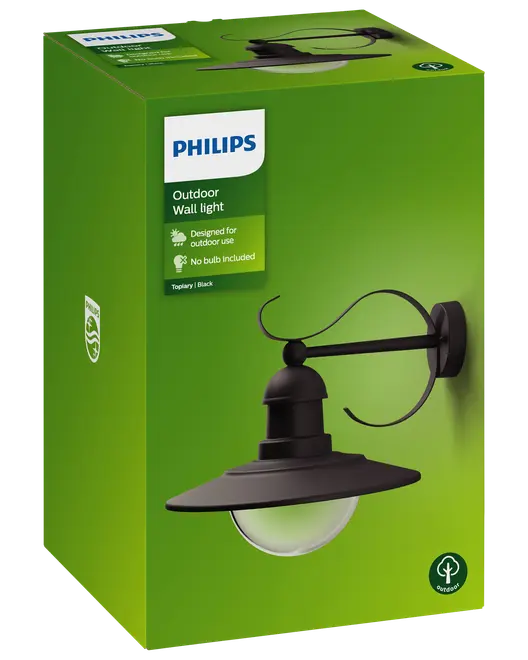 PHILIPS Væglampe Topiary E27 - sort