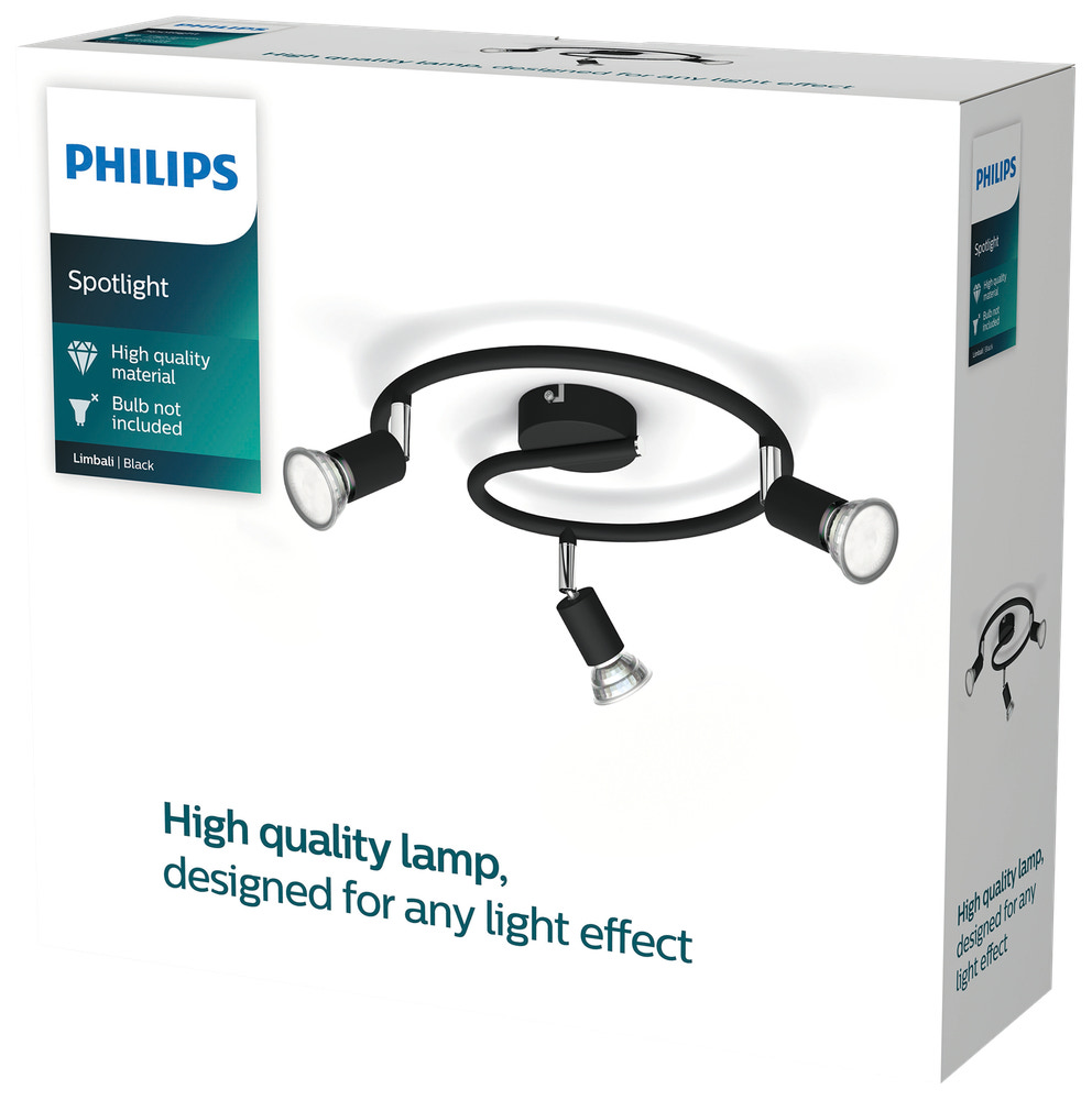 PHILIPS Spotlampe Limbali GU10 3 spot - sort