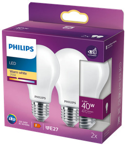 PHILIPS Pære 5W E27 A60 2-pak