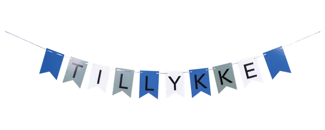 Guirlande Tillykke - Blå og grøn