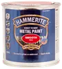 Hammerite glat rød metalmaling, 250 ml dåse. Påføres direkte på rust, ingen grundmaling nødvendig, hurtigtørrende, 8 års beskyttelse, velegnet til udendørs metaloverflader.
