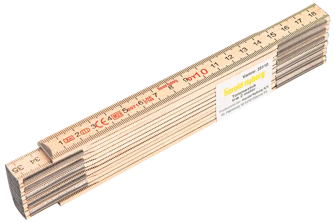 Tommestok 2 meter - træ 