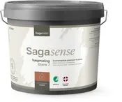5-liters spand Sagacolor Sagasense vægmaling, indendørs brug, halvmat finish (glans 7), miljømærket, slidstærk og vaskbar, med gråt låg og metalhank.