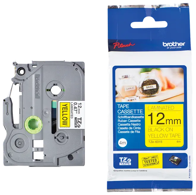 Brother TZ-tejp 4 m - svart/gul