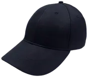 Sort baseballcap med buet skygge, seks-panel struktur og syede ventilationshuller. Justerbar rem bagpå for komfortabel og tilpasset pasform.