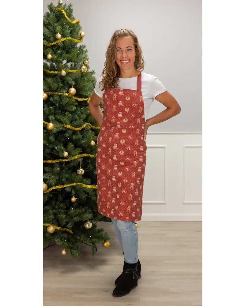 Förkläde med julmotiv i bomull
