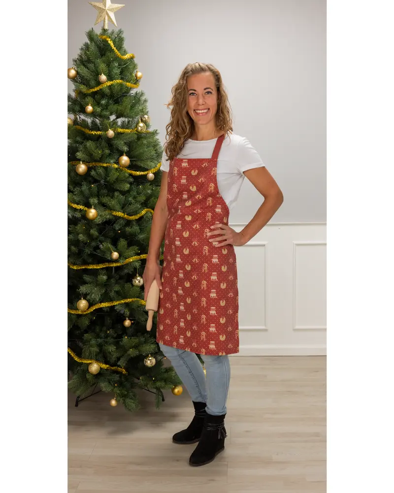 Förkläde med julmotiv i bomull