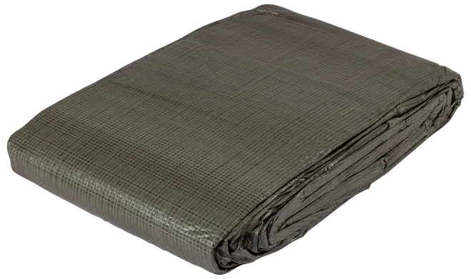 Hopvikt grå vävd presenning med texturerad, vattenavvisande yta och förstärkta kanter.