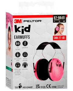 3M Peltor Kid hörselkåpor i rosa, för barn. Lätta, justerbart huvudband, synlig färg, bekväm passform, dämpar ljud med 27 dB. Passar mindre huvudstorlekar.