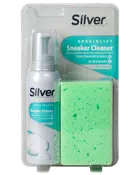 Sneakerrengöringskit med rengöringsvätska och grön svamp. Passar alla material och färger, tar bort smuts och fläckar från sneakers.