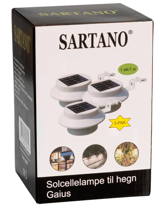 Sartano Solcellelampe til hegn Gaius 3-pak