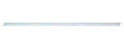 Lang slank hvid LED-rørlampe med mat diffuser og cylindriske endekapper.