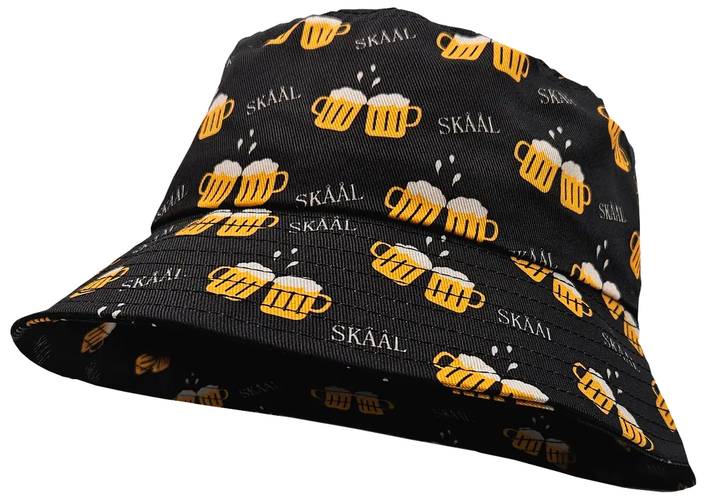 Bucket hatt med öltryck - Svart
