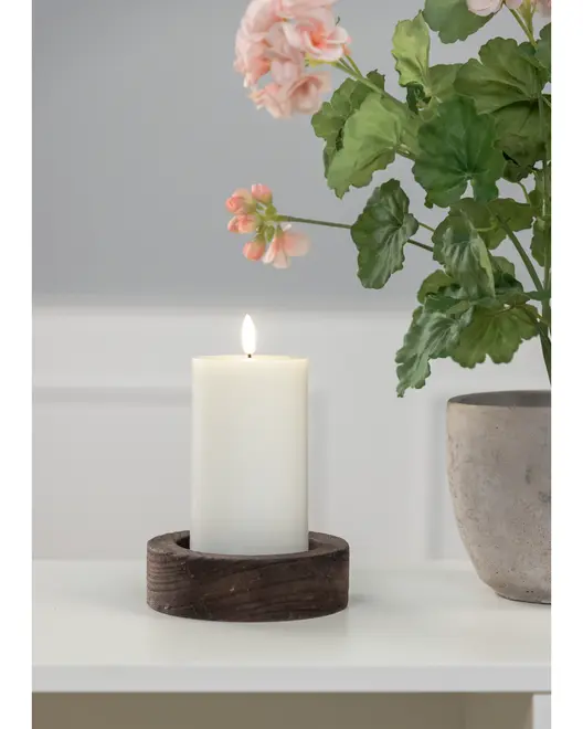 LED-blockljus 3D-flamma fjärrkontroll - H. 12,5 cm