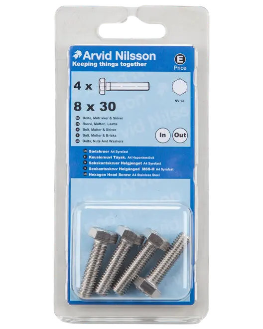 SEXKANTSSKRUV A4 M8X30 4 ST