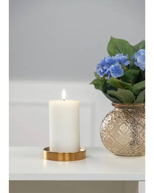 LED-blockljus med rillor och timer - H. 12,5 cm