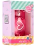 Lyserød hjerteformet flaske med Candy Explosion glazed sugar eau de toilette, egnet til børn fra 6 år, pakket i farverig æske med slikkepindsgrafik og QR-kode.