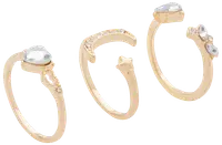 Ring måne och stjärnor 3 st - guld