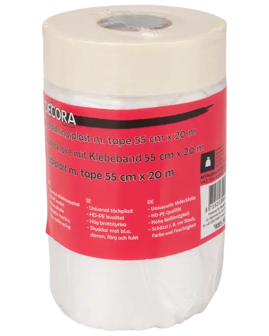 Afdækningsplast med tape 20 x 0,55 meter