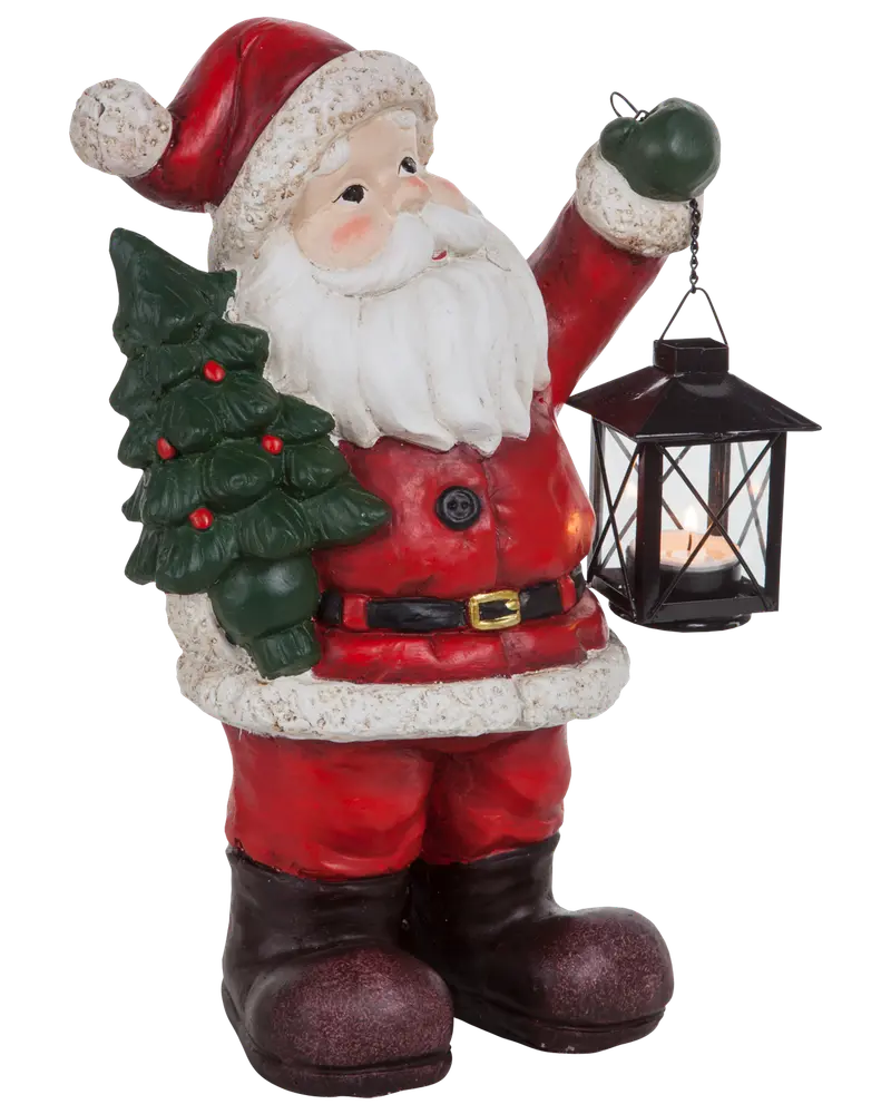 Jultomte med gran och lanterna