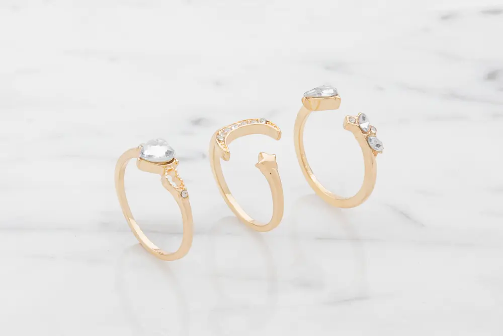 Ring måne och stjärnor 3 st - guld