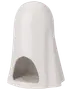 Vitt keramiskt gömställe format som ett spöke, med slät blank yta och stor bågformad öppning framtill, passar smådjur eller dekoration.