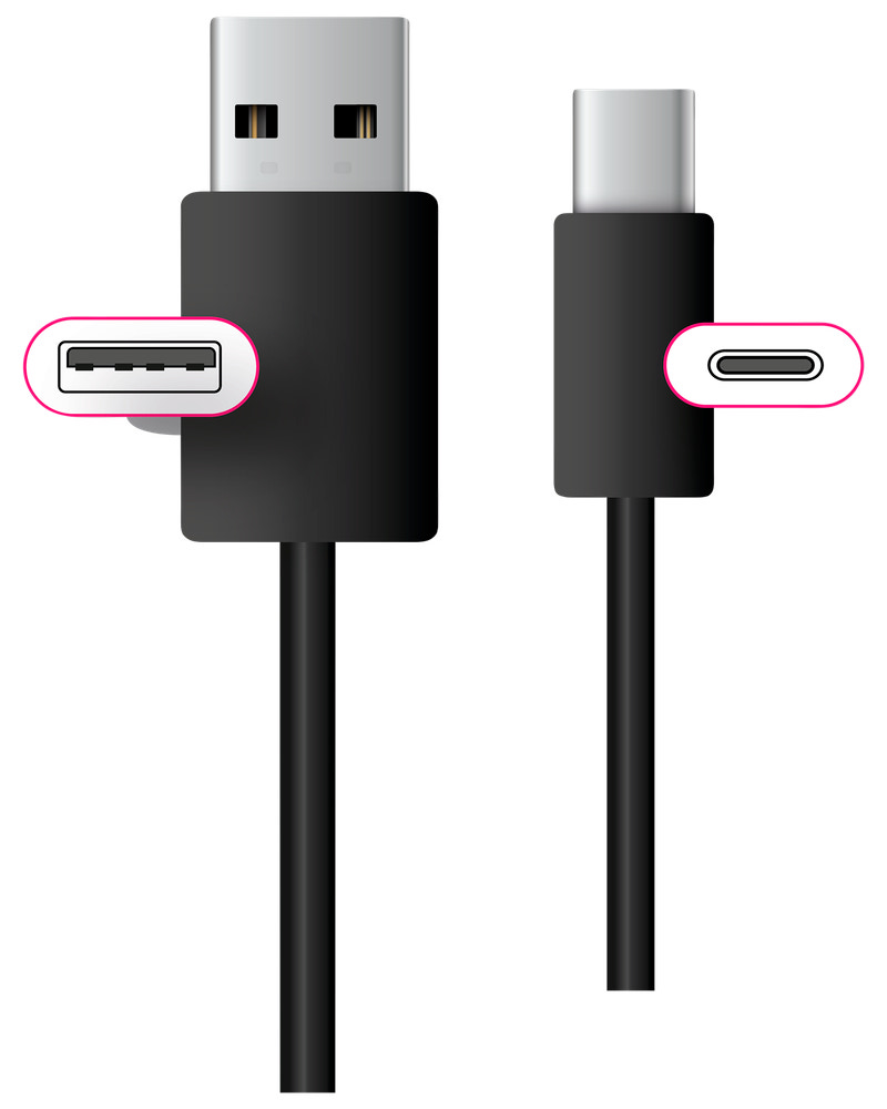 Opladerkabel USB-C 0,5 meter - sort