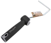 Sort og grå ergonomisk malerrullehåndtag med metalramme, passer til 10 cm ruller. Komfortabelt greb og ophængningshul i enden.