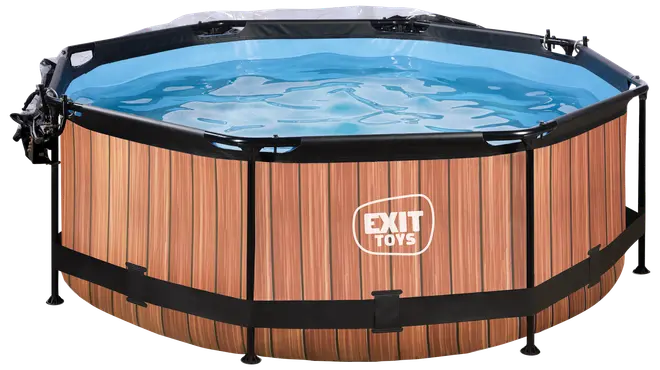 EXIT TOYS Pool Ø244x76 cm med pumpe og skærm - brun