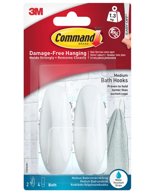 Command™ Designkrok våtrum - Medium 2-pack