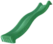 Grøn bølget plastikrutsjebane til legepladser, med støbte stjernedetaljer på siderne, høje sider for sikkerhed og glat overflade. Velegnet til udendørs legestativer.