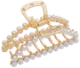Hårklämma med pärlor - guld