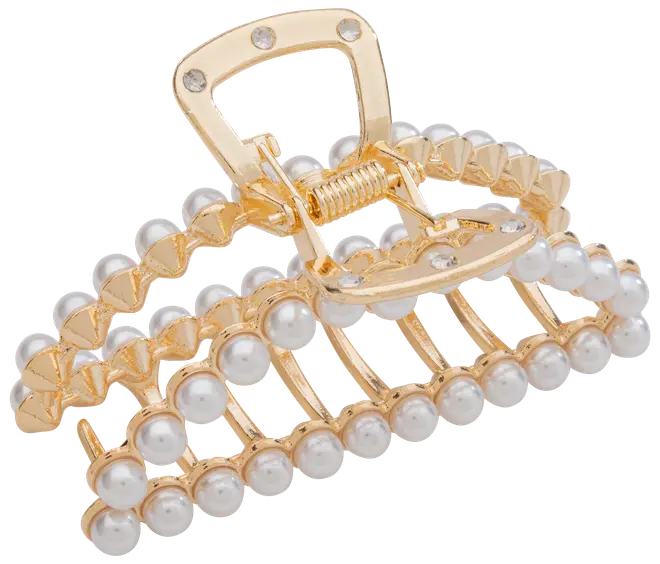 Hårklämma med pärlor - guld